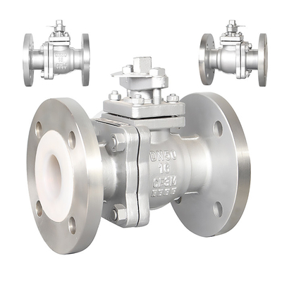 Silber PTFE-ausgekleidete Kugelventile Q41F46-16P Korrosionsbeständigkeit Hohe Zuverlässigkeit