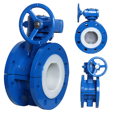 Gusseiselturbine vollständig mit PTFE ausgekleidet Flanke Schmetterlingsventil D341F46-16C für Industrie