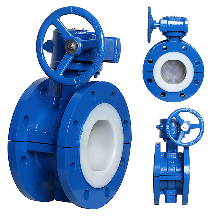 Gusseiselturbine vollständig mit PTFE ausgekleidet Flanke Schmetterlingsventil D341F46-16C für Industrie